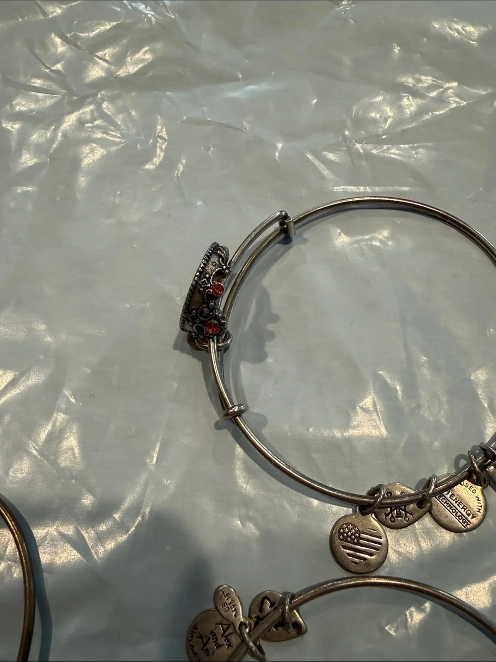 Alex and Ani Mixed Metal Charm Bangle Set  of 9 bracelets in Gold silver copper